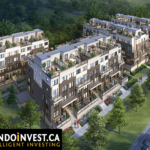 Aerial View of Homes Market District Urban Towns